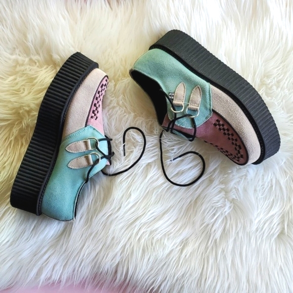 T.U.K. UK Shoes - T.U.K UK 2012 mint baby blue & pink platform unisex creepers heavy rubber soles